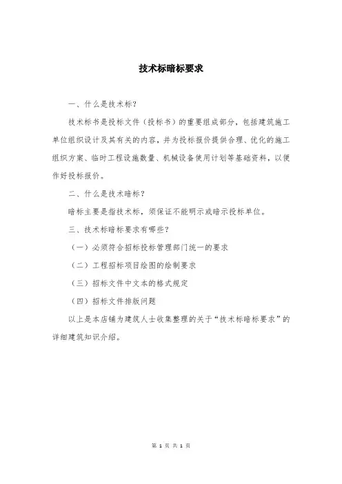 技术标暗标要求