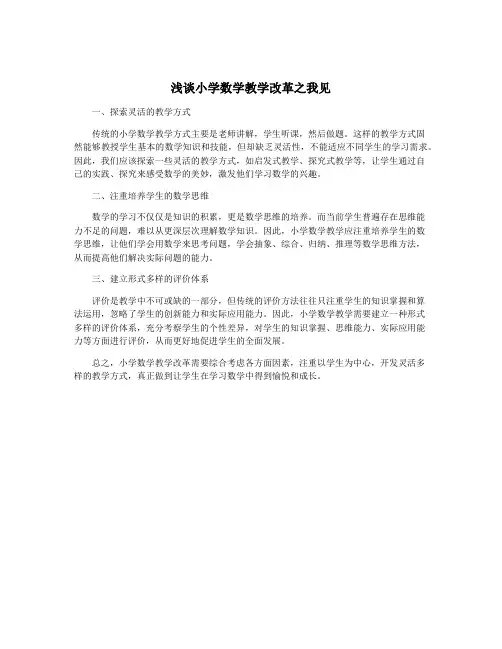 浅谈小学数学教学改革之我见
