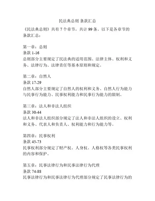 民法典总则 条款汇总