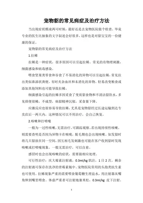 宠物貂的常见病症及治疗方法