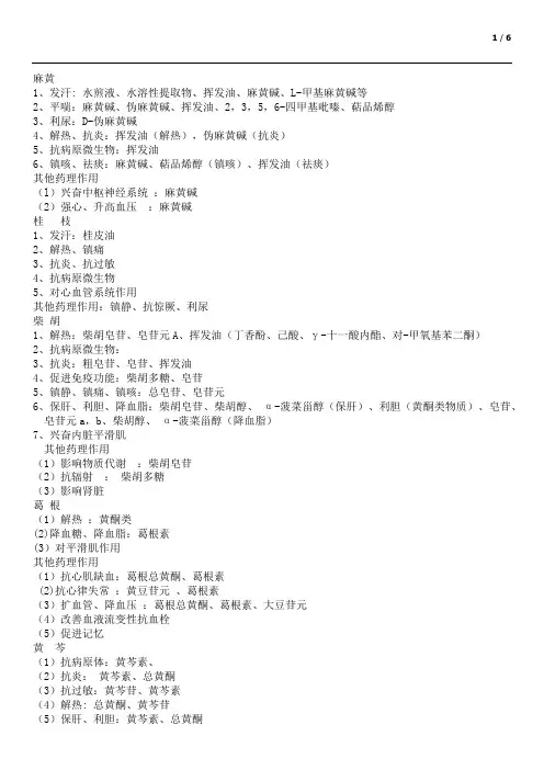 中药药理学总结(考试重点)