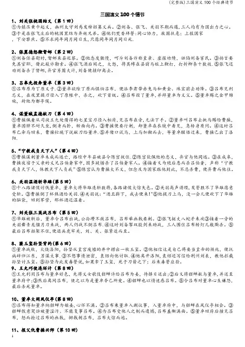 (完整版)三国演义100个经典情节