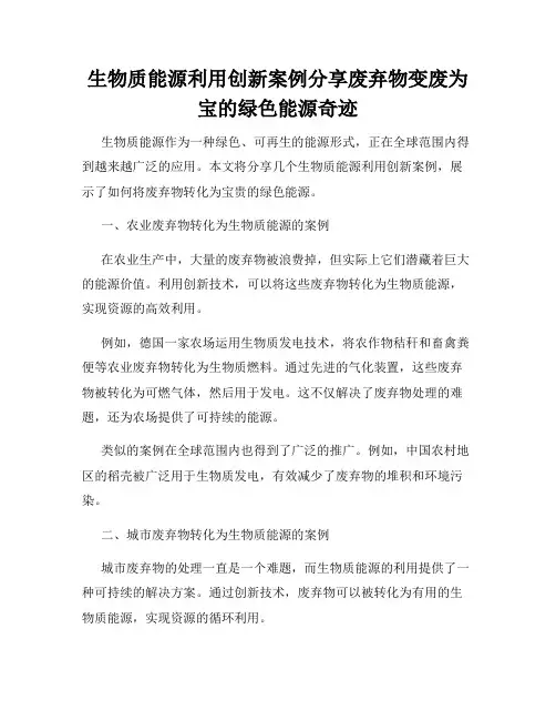 生物质能源利用创新案例分享废弃物变废为宝的绿色能源奇迹