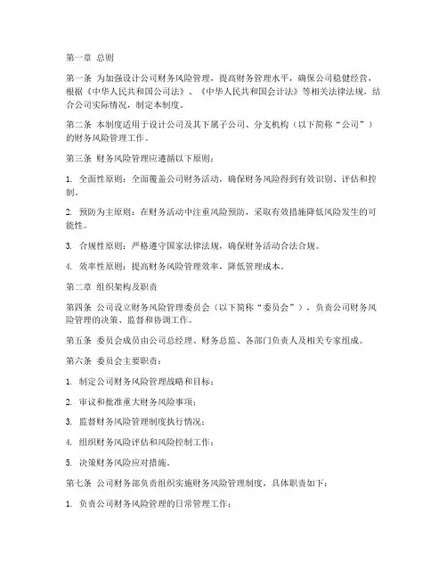 设计公司财务风险管理制度