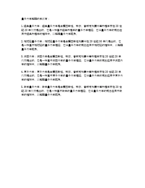 关于量子力学解释的各种学派