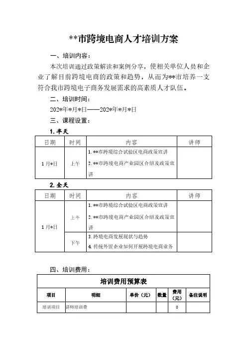 跨境电商人才培训方案(范本)