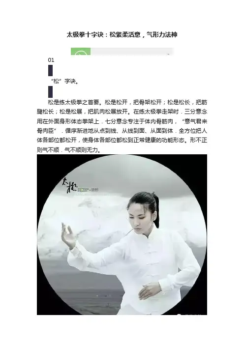 太极拳十字诀：松紧柔活意，气形力法神
