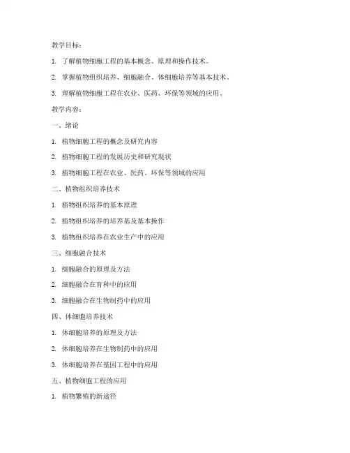 植物细胞工程_大学教案