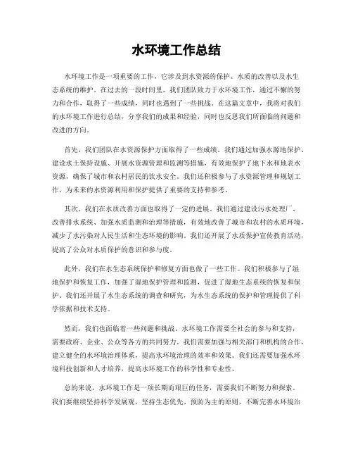 水环境工作总结