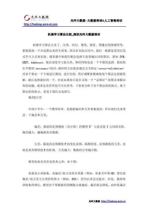 机器学习算法比较_深圳光环大数据培训