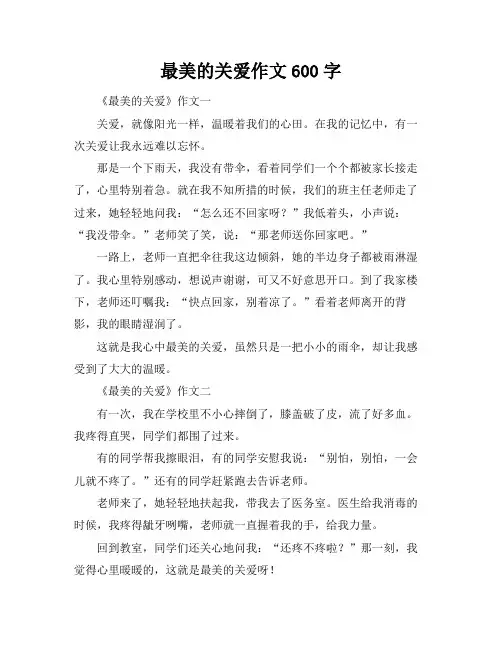 最美的关爱作文600字
