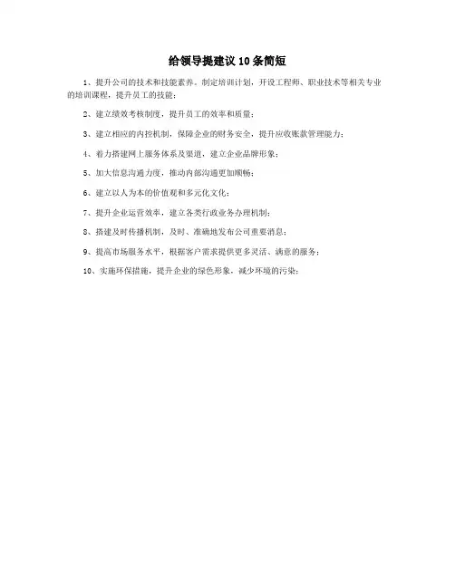 给领导提建议10条简短