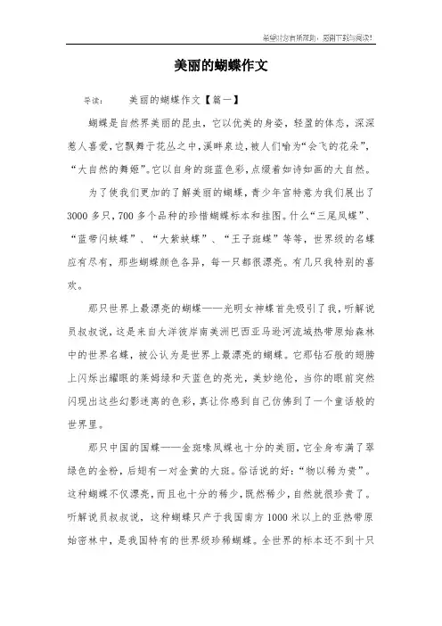 美丽的蝴蝶作文