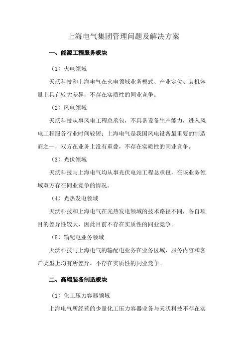 上海电气集团管理问题及解决方案