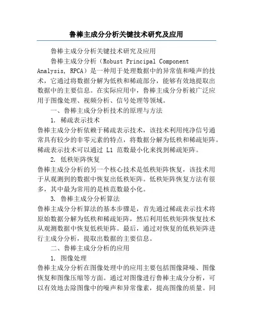 鲁棒主成分分析关键技术研究及应用