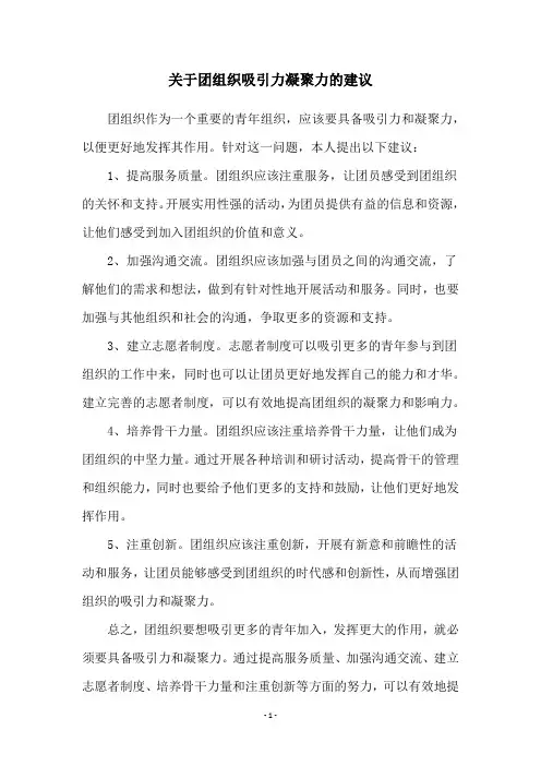 关于团组织吸引力凝聚力的建议