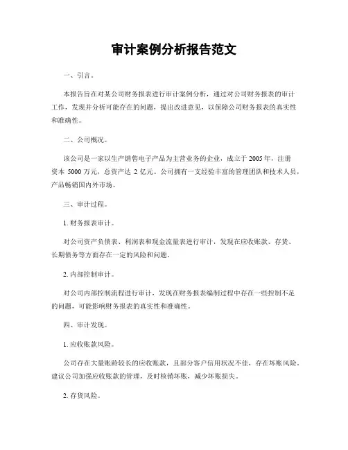审计案例分析报告范文