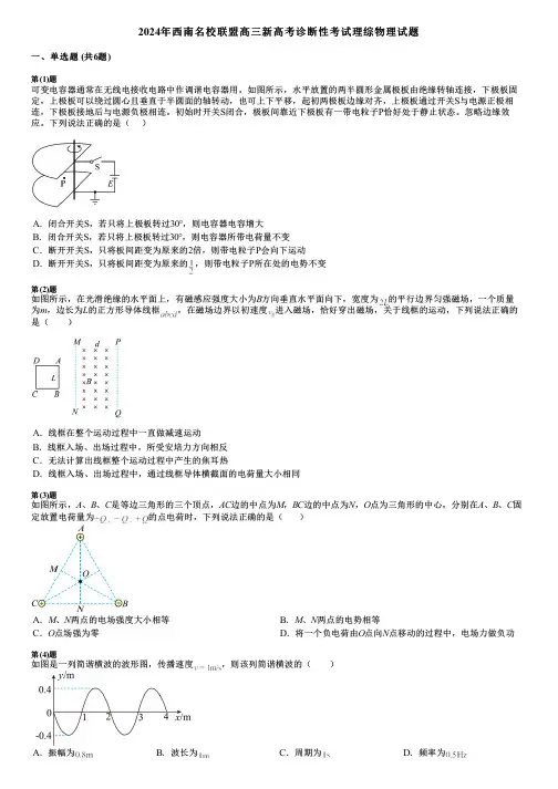 2024年西南名校联盟高三新高考诊断性考试理综物理试题