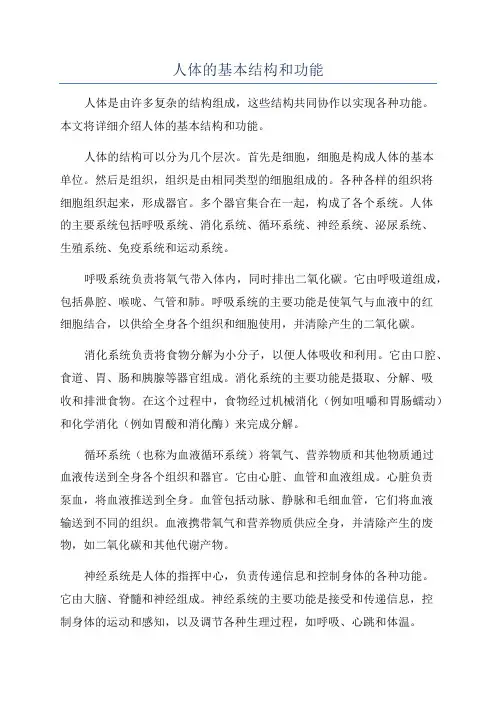 人体的基本结构和功能