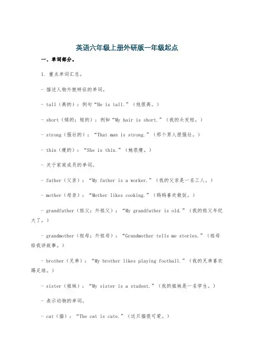 英语六年级上册外研版一年级起点