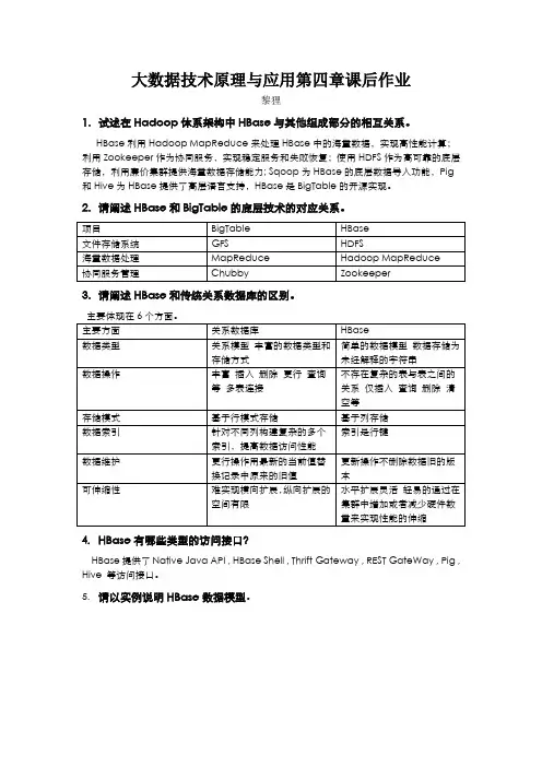 林子雨大数据技术原理及应用第四章课后作业答案