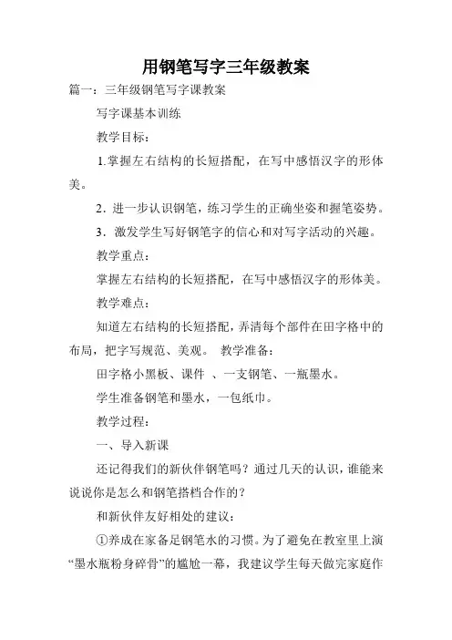 用钢笔写字三年级教案.doc