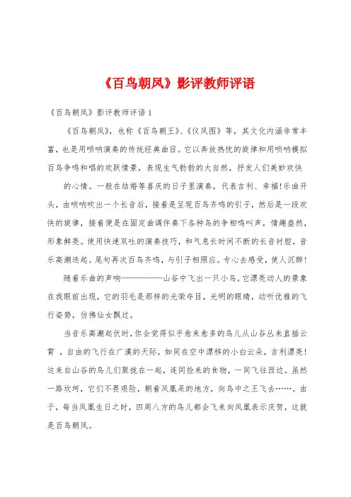 《百鸟朝凤》影评教师评语