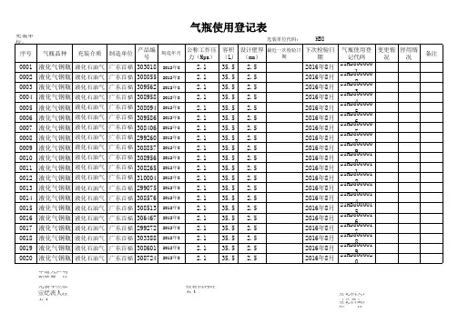 (营口老边区柳树液化气站)气瓶使用登记表