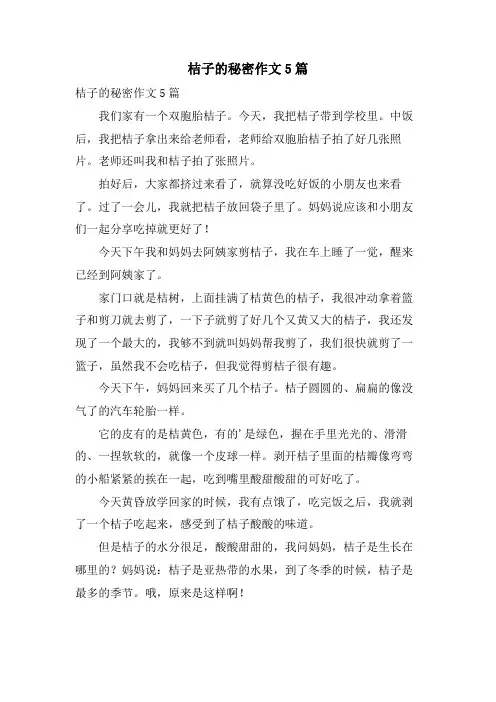 桔子的秘密作文5篇