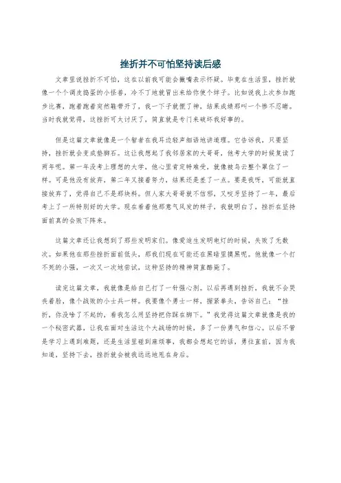 挫折并不可怕坚持读后感
