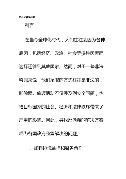 反偷渡解决方案