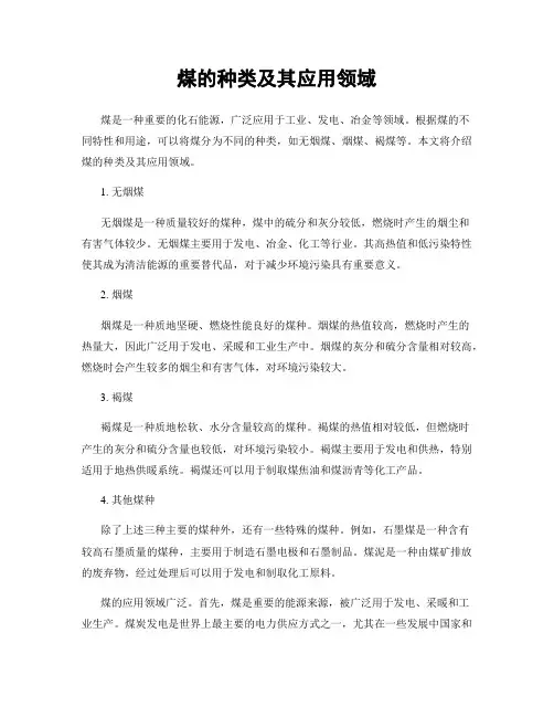 煤的种类及其应用领域