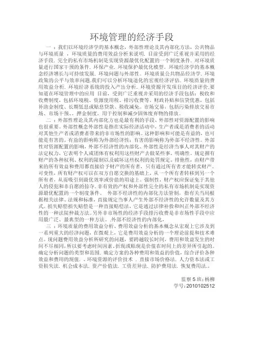 环境管理的经济手段