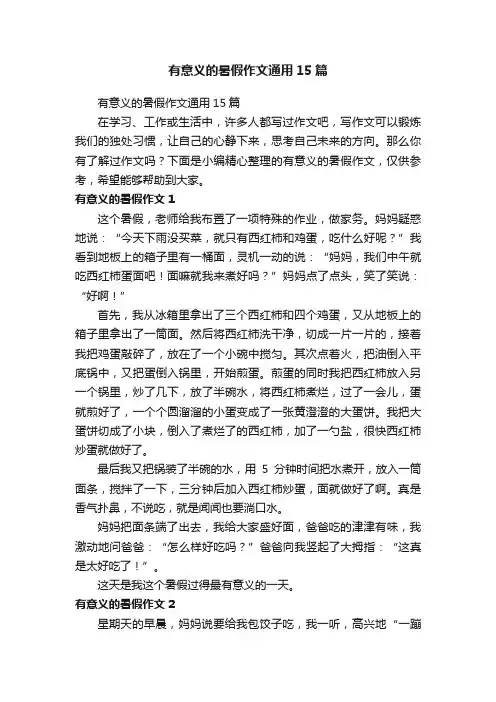 有意义的暑假作文通用15篇