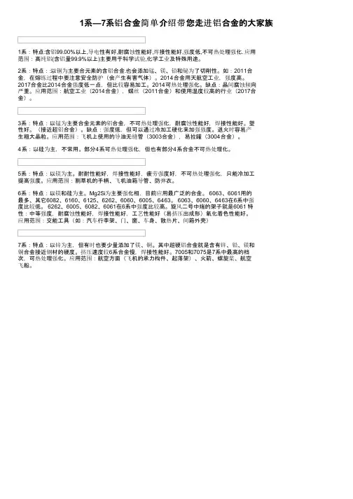 1系—7系铝合金简单介绍带您走进铝合金的大家族