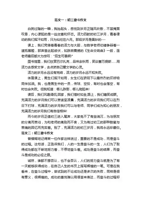 奋斗初中作文精选5篇