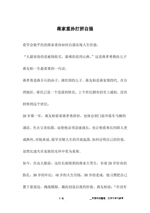 蒋家重孙打拼自强_成长故事