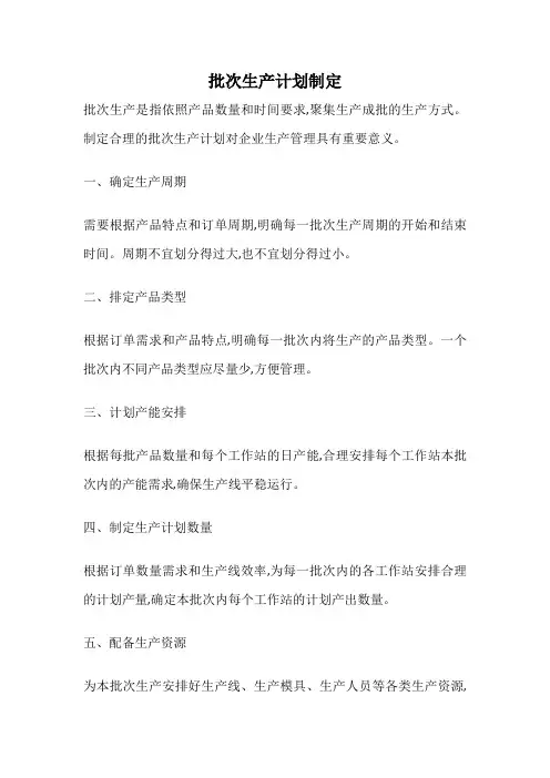 批次生产计划制定