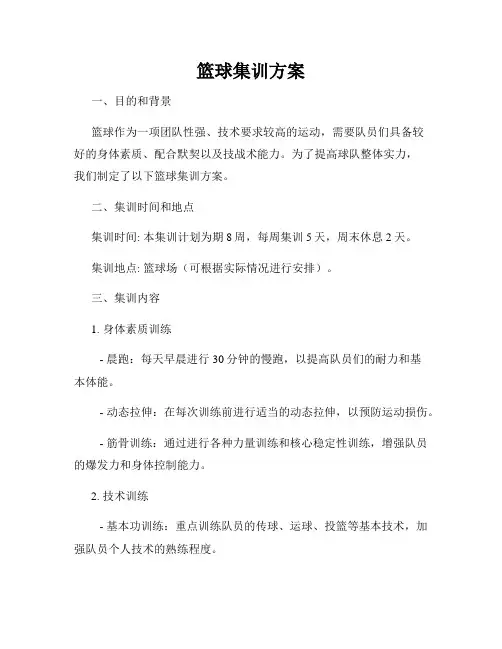 篮球集训方案