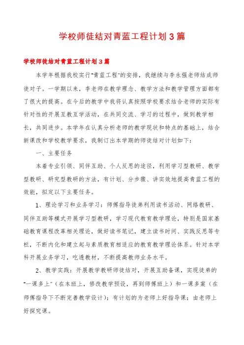 学校师徒结对青蓝工程计划3篇
