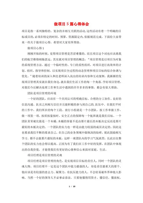 做项目5篇心得体会