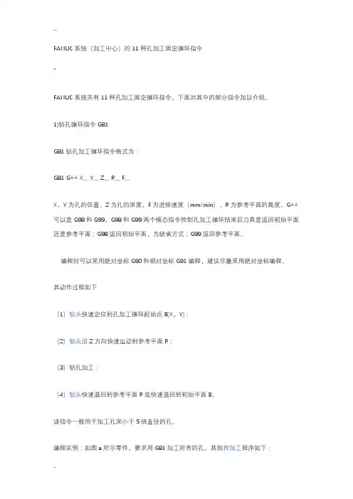 FANUC系统(加工中心)的11种孔加工固定循环指令