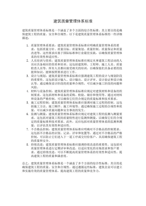 建筑质量管理体系标准