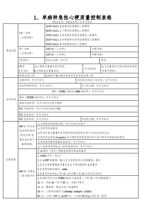 单病种质量控制表单(完整版)