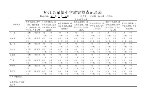 庐江县希望小学教学常规各种检查记录表