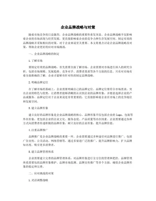 企业品牌战略与对策