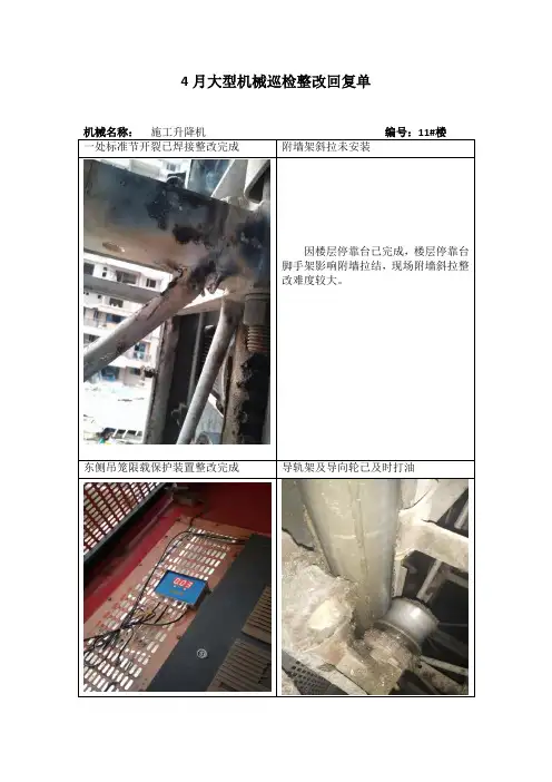 大型机械整改回复单