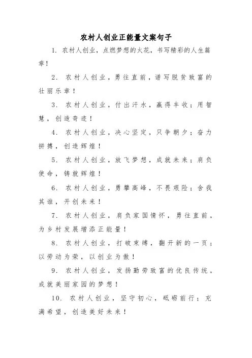 农村人创业正能量文案句子
