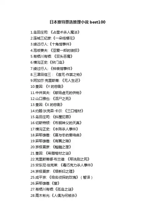 日本推特票选推理小说best100