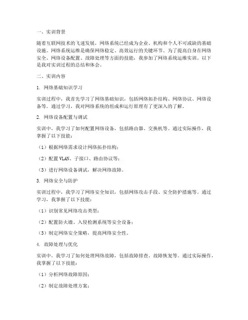 网络系统运维实训报告